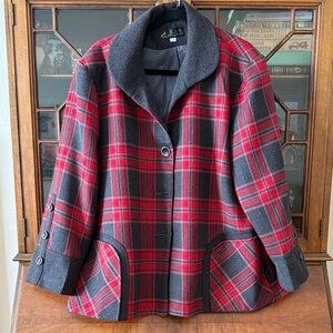 Plaid Red and Gray Women's Jacket